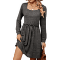 thumbnail image 1 of SHIBEVER Womens shirt dress Long Sleeve tops Square Neck Casual Puff Sleeves fall Frock Babydoll Skirt Solid Color Skirts Casual clothes, 1 of 5