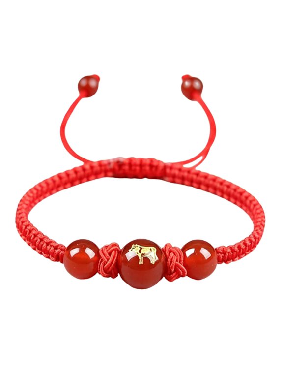 Adjustable Red String Braided Bracelet Hand Woven Lunar Year Wrist Accessory for Cultural Meaning and Daily Wear