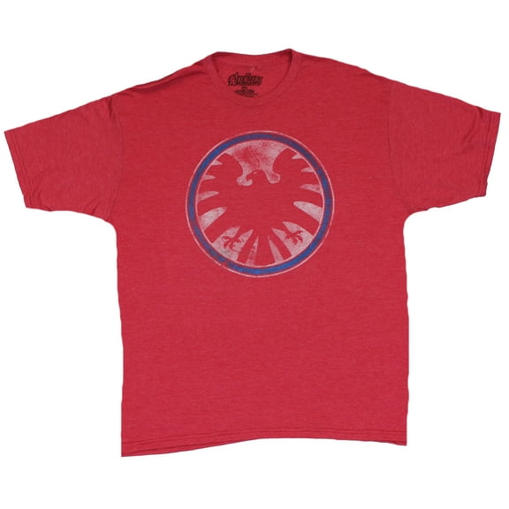 SHIELD (Marvel Comics) Mens T-Shirt - Classic Distressed Red White & Blue Logo (2X-Large)