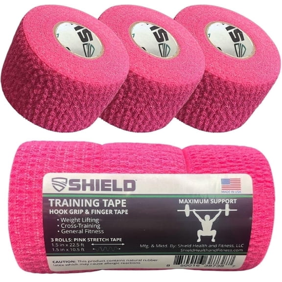 SHIELD | Weightlifting Tape | Pink, Non-Slip Athletic Tape - 3 Pack