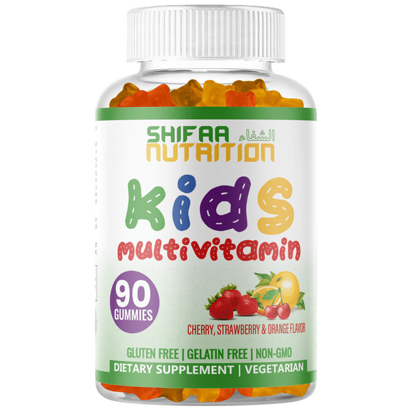 SHIFAA NUTRITION Halal Gummy Vitamins for Kids | 90 Gummies, 45 Days Supply | Vegetarian | Gluten Gelatin Peanut Dairy Free | w/ All Essential Kids Vitamins C, Zinc A, D, E, B6, B12, Biotin