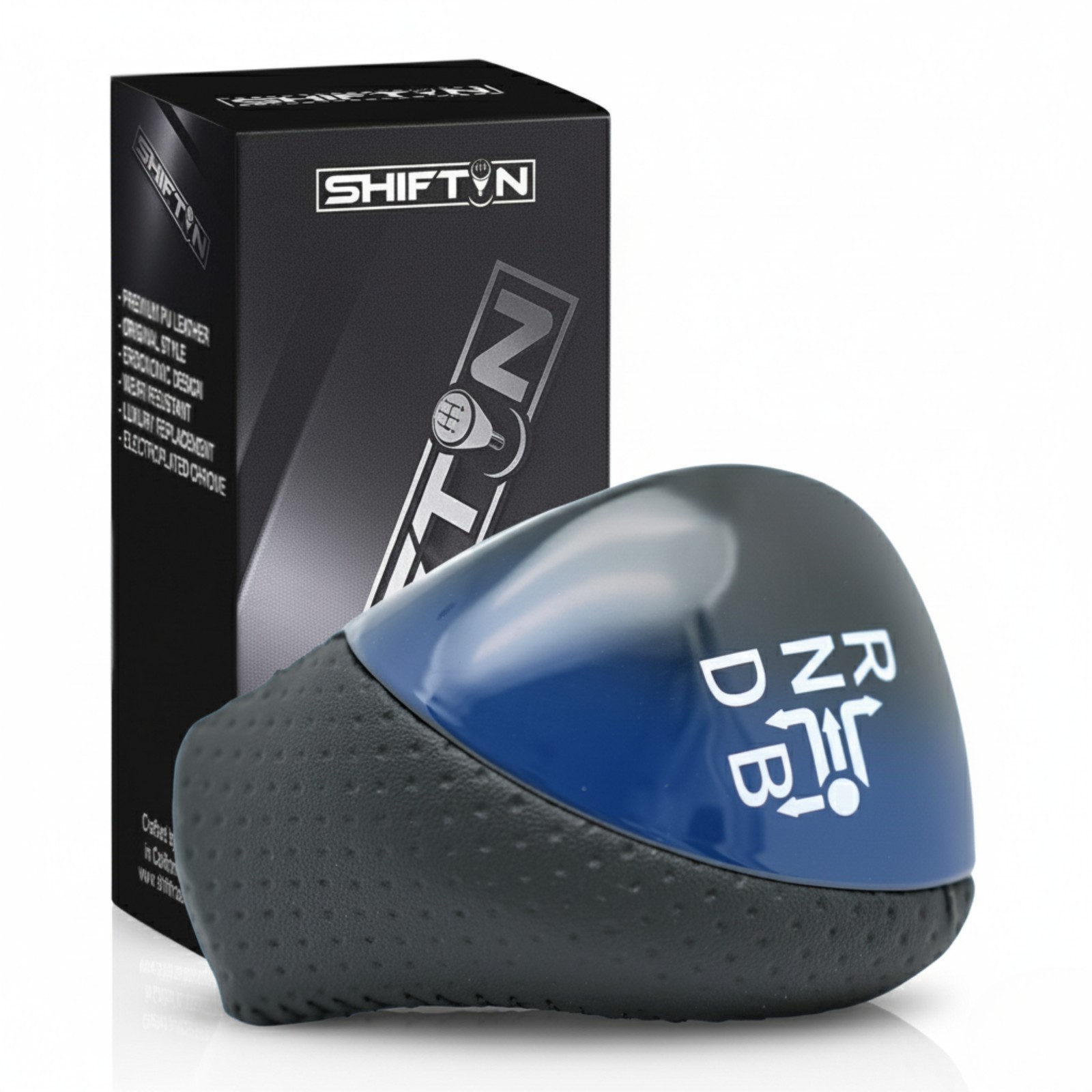 SHIFTIN Big Black Leather & Blue Gear Shift Knob for Toyota Prius Plug-in Hybrid Plug-in