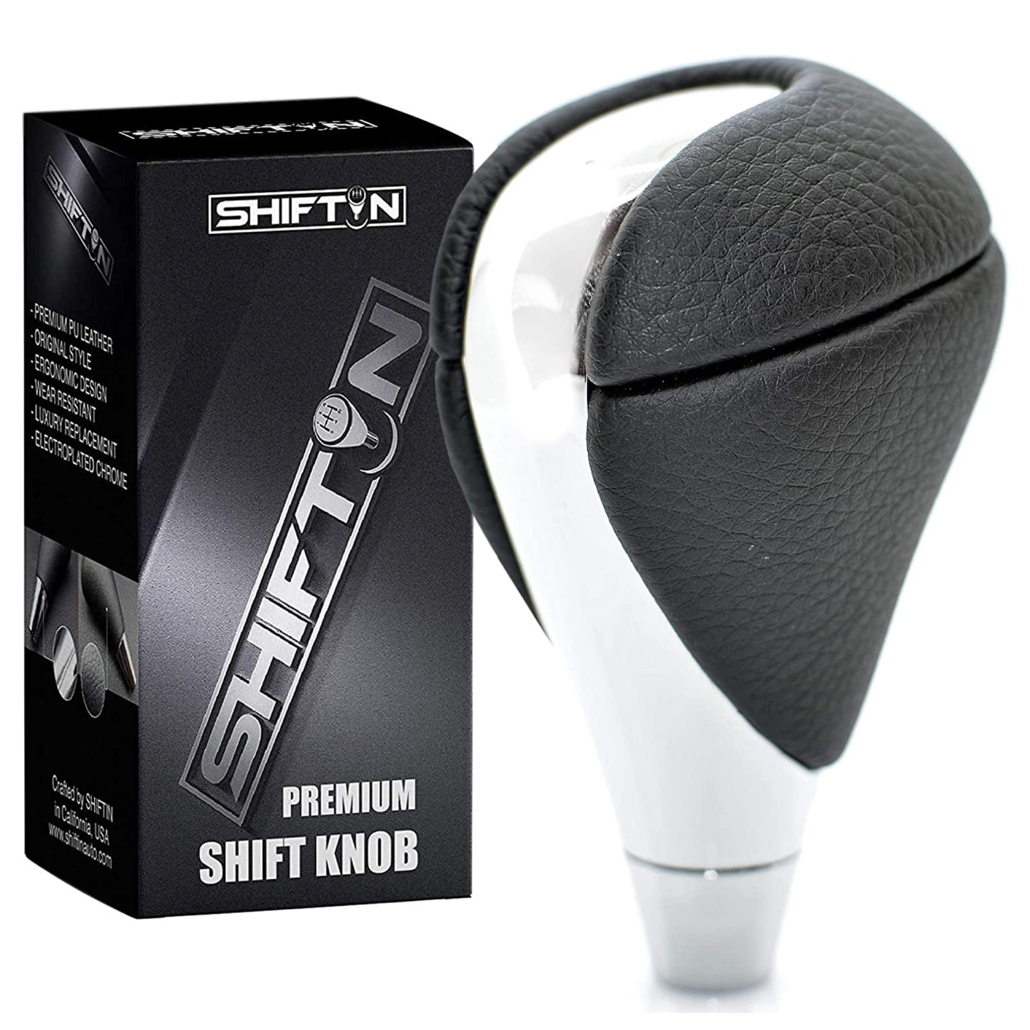 SHIFTIN Black Leather Chrome Gear Shift Knob Stick Shifter for Lexus ES300h ES350 GS300 GS350 GS430 GS450h GS460 is-F IS250 IS300 IS350 LS460 LS600h RX350 RX450h (Black Leather / Chrome)