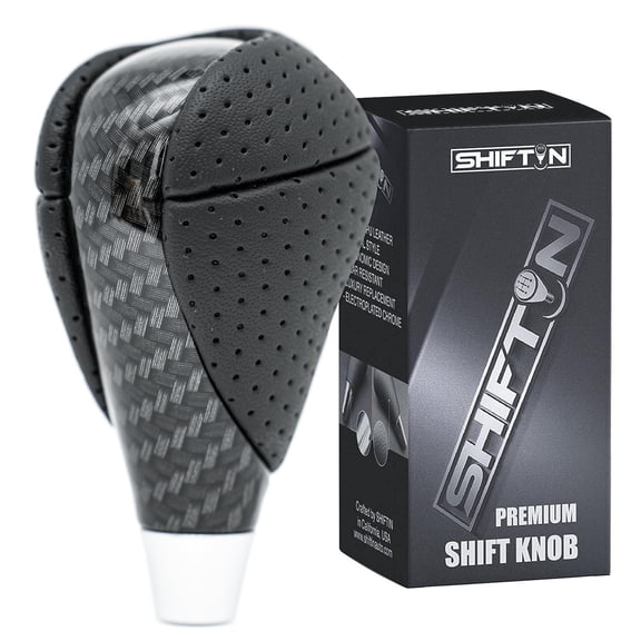 SHIFTIN Carbon Fiber Pattern Gear Shift Knob for Lexus ES300h ES350 GS300 GS350 GS430 GS460 IS250 IS300 LS460 LS600h RX350 RX450h (Punched Black Leather / Carbon Fiber Pattern)