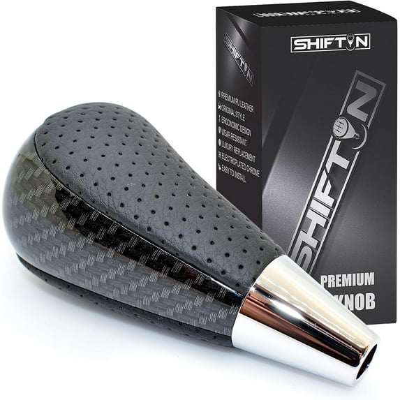 SHIFTIN Gear Shift Knob Shifter for Toyota 4Runner Rav4 Sienna Camry Corolla Tacoma Venza and Lexus ES GS IS LS LX RX SC 300 300h 330 350 400 450h 460 (Black Leather / Carbon Fiber Pattern)