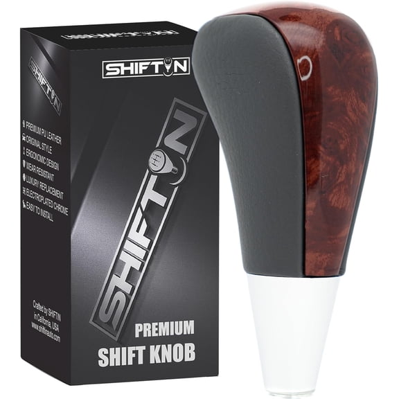SHIFTIN Gear Shift Knob Shifter for Toyota Avalon Yaris 4Runner Rav4 Sienna Camry Corolla Tacoma Venza and Lexus ES GS IS LS LX RX SC 300 300h 330 350 400 430 450h (Gray Leather / Walnut Wood)
