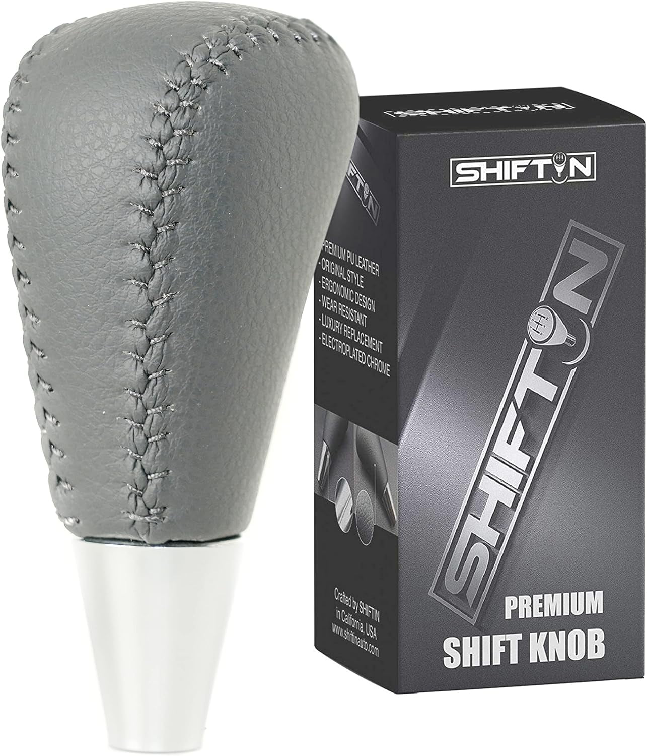 SHIFTIN Gear Shift Knob Shifter for Toyota Avalon Yaris 4Runner Rav4 Sienna Camry Corolla Tacoma Venza and Lexus ES GS IS LS LX RX SC 300 300h 330 350 400 430 450h 460 AT M8 (Gray Leather)