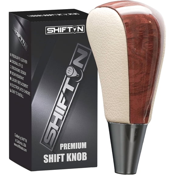 SHIFTIN Gear Shift Knob Shifter for Toyota Avalon Yaris 4Runner Rav4 Sienna Camry Corolla Tacoma Venza and Lexus ES GS IS LS LX RX SC 300 300h 330 350 400 430 (Tan Leather / Walnut Wood)