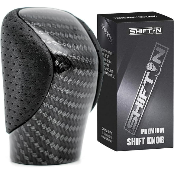 SHIFTIN Gear Shift Knob Shifter for Lexus ES GS GX IS NX RC RX 200t 300 350 3450h 450hL 350L (Black Leather / Carbon Fiber Pattern)