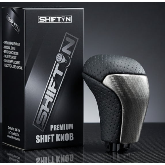 SHIFTIN Gray Carbon Leather Gear Shift Knob for Toyota Highlander 14-19 Tacoma 16-23 TRD