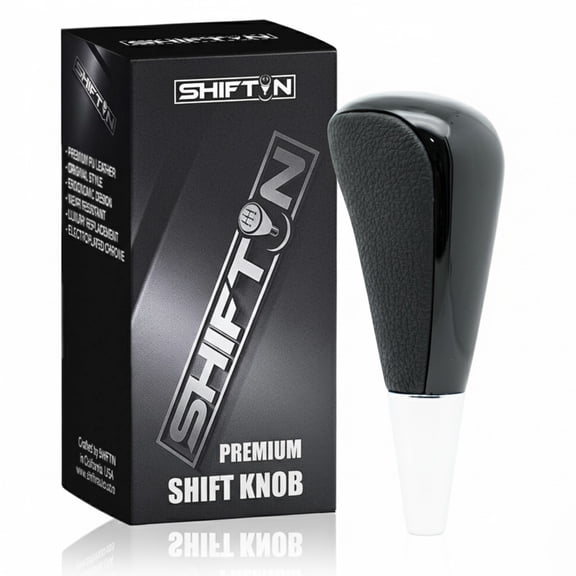SHIFTIN Large Gear Shifter Knob for Lexus LX-470 LX570 LS-400 LS430 RX330 RX-350 RX400h and Toyota, Acura, Mazda Cars (Black Leather/Piano Black)