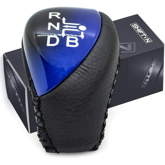 SHIFTIN Premium Replacement Accessory Gear Shift Knob Shifter for TOYOTA Auris Prius Plug-in Hybrid (Black Leather / Blue)