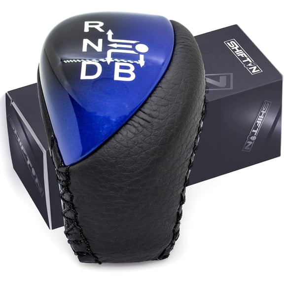 SHIFTIN Premium Replacement Accessory Gear Shift Knob Shifter for TOYOTA Auris Prius Plug-in Hybrid (Black Leather / Blue)
