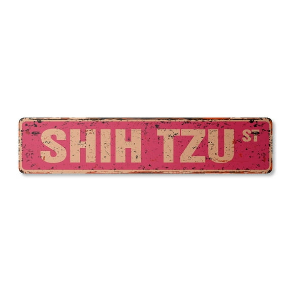 SHIH TZU Vintage Aluminum Street Sign dog lover great idea walker rustic metal tin | Indoor/Outdoor |  30" Wide