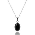 thumbnail image 1 of SHIHUALQ 16" 925 SILVER Handmade Vintage Black Onyx Pendant Necklace, Oval black glaze energy healing crystal pendant necklace jewelry, Inspirational Gifts for Women, Mom, Sister, 1 of 8