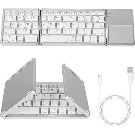 SHIHUALQ Portable Wireless Keyboard with Touchpad, Gray