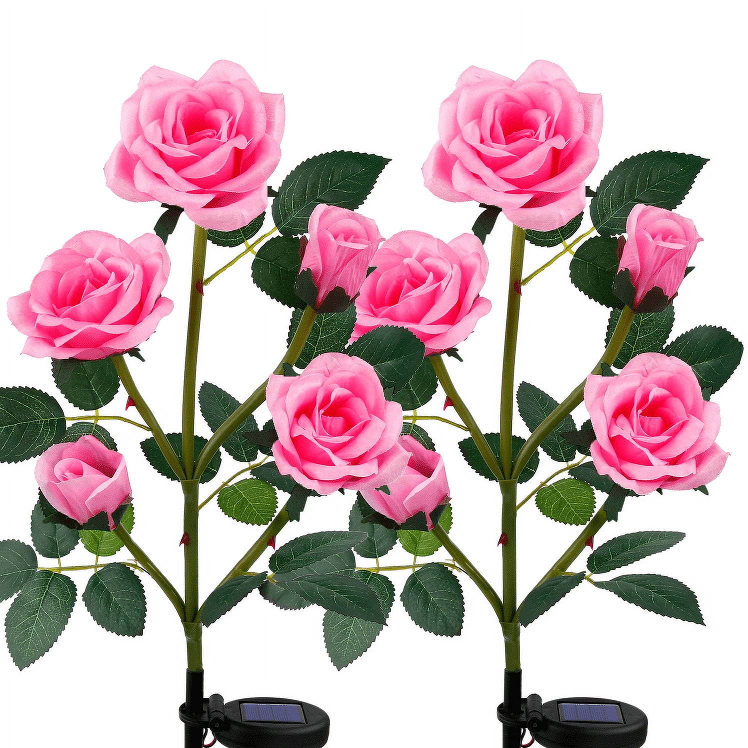 Small Roses That Flashlights SHIKAN Solar Powered Rose Lights, Waterproof Garden Stake, Outdoor Yard ...