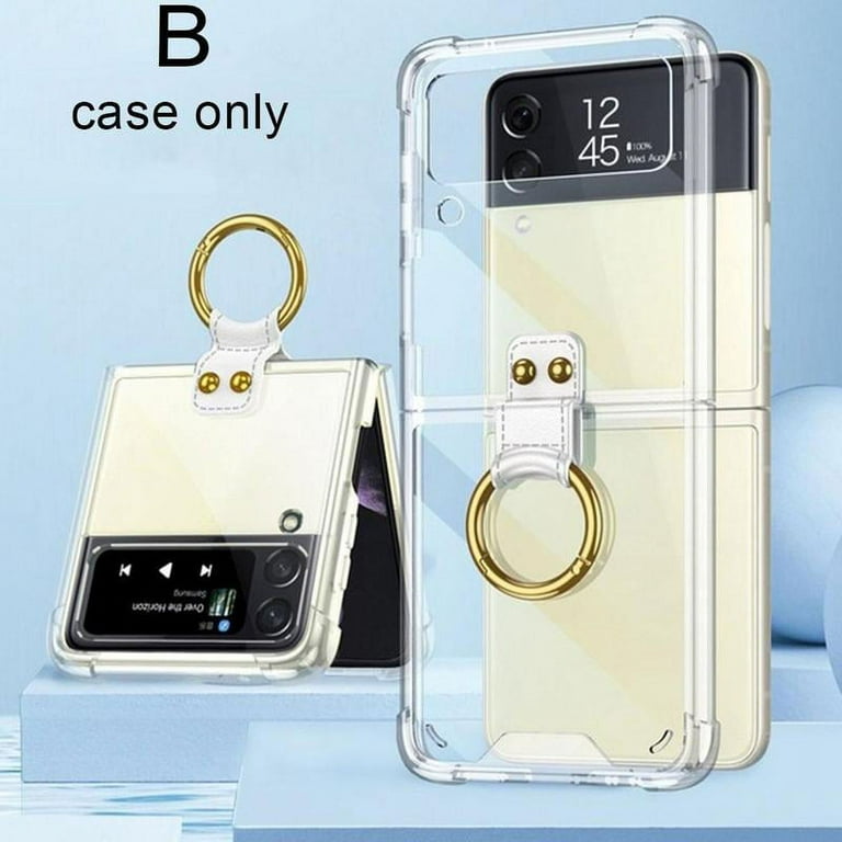 SHILIJIA Transparent Silicone Cell Phone for Samsung Galaxy Z Flip 3 Case  with Ring Clear Shockproof Full Protective Cover for Z Flip3 Case Sleeve  E3W9 