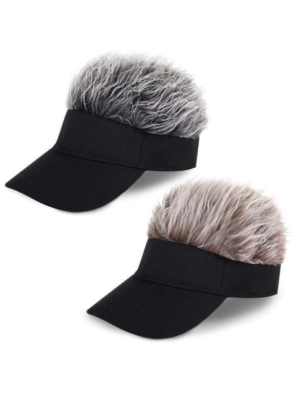 Adjustable Sun Visor Hat with Wig Spiked Hairs Fashion Baseball Golf Cap for Men & Women