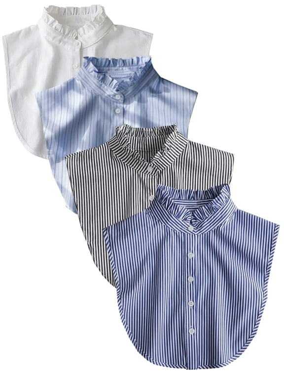 4 Pack Cotton Detachable Dickey Collar Blouse Half Shirts Faux Collar for Women & Men