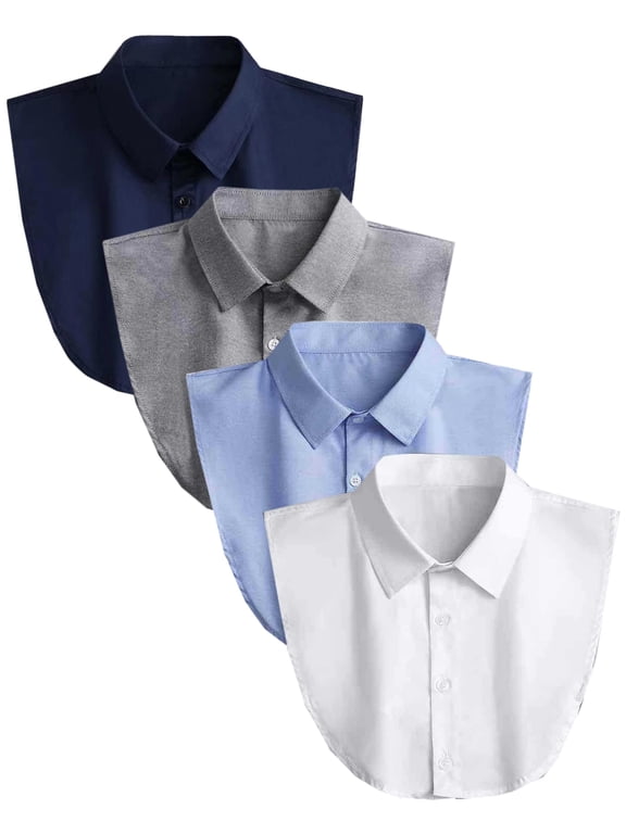 4 Pack Cotton Detachable Dickey Collar Blouse Half Shirts Faux Collar for Women & Men