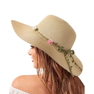 SHILINLANG Beach Hat for Women, Wide Brim Sun Straw Hats for Women, Sun Hat Womens UPF 50+ UV Protection, Floppy Foldable Summer Hats