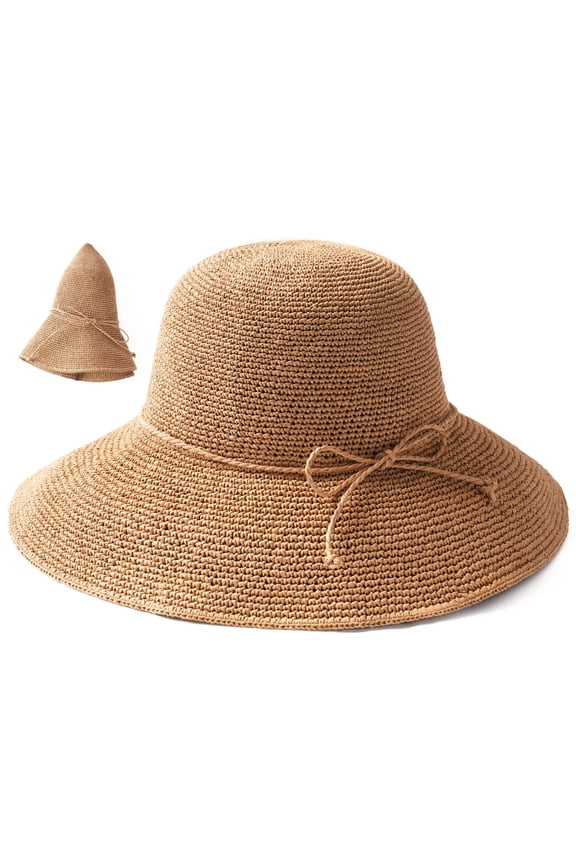 Beach Sun Hat for Women Foldable Packable Handmade Straw Hats Sun Protection Floppy Travel Essentials