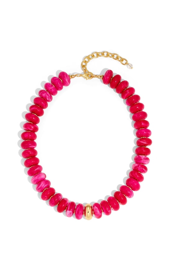 Chunky Colorful Beaded Choker Necklace for Women - Summer Beach Round Resin Beads Necklace, Trendy Statement Summer Beach Jewelry Birthday Gifts for Vacation Holiday