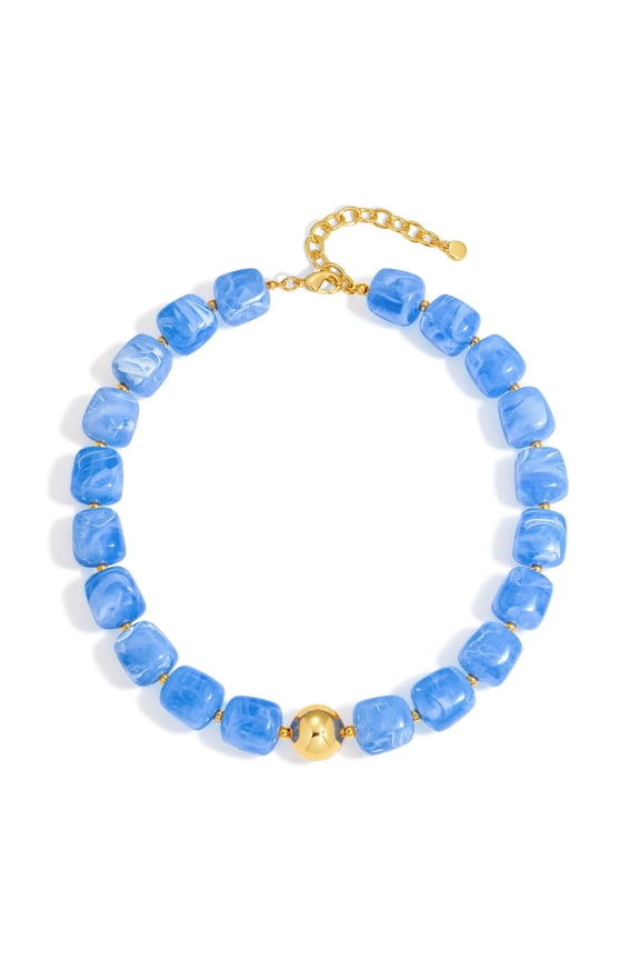Colorful Chunky Necklaces for Women Trendy Multicolor Large Square Resin Beads Necklace Boho Chunky Statement Choker Necklaces Y2K Summer Jewelry