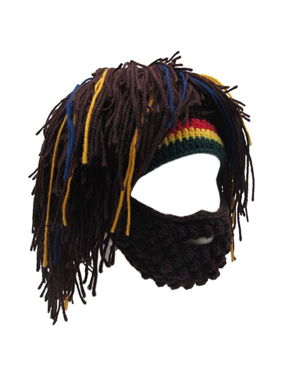 Creative Barbarian Knit Beard Hat Funny Knit Cap Wig Beanie Hats Winter Knitted Hat