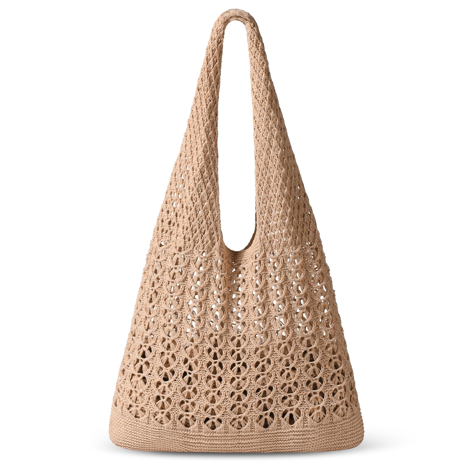 SHILINLANG Crochet Tote Bag, Mesh Beach Bag Knit Summer Hobo Bag