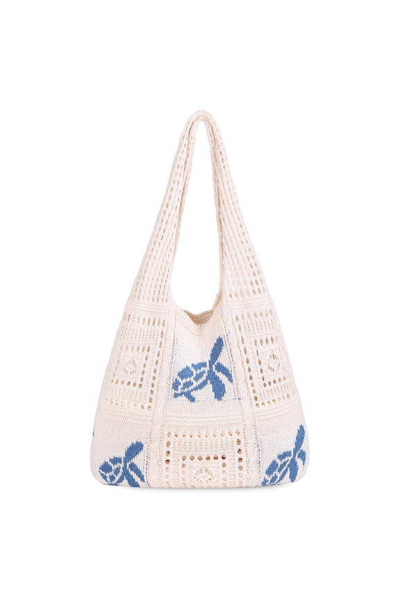 Crochet Tote Bag, Mesh Beach Bag Knit Summer Hobo Bag Vacation Boho Tote Bag for Women