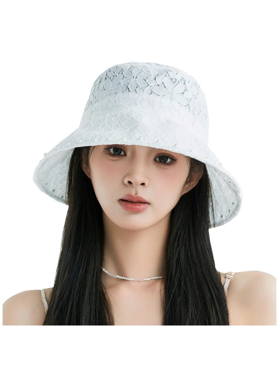Elegant Bucket Hats for Women Lace Sun Hats for Women French Fishing Hats Wide Brim Beach Hat Slouchy Summer Hat Vacation