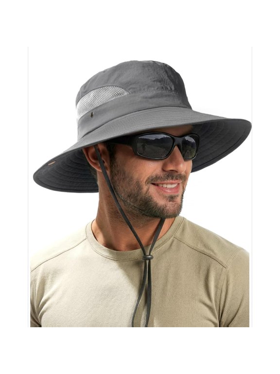 Mens Bucket Sun Hat UPF 80+ Wide Brim Hiking Fishing Beach Outdoor Hats