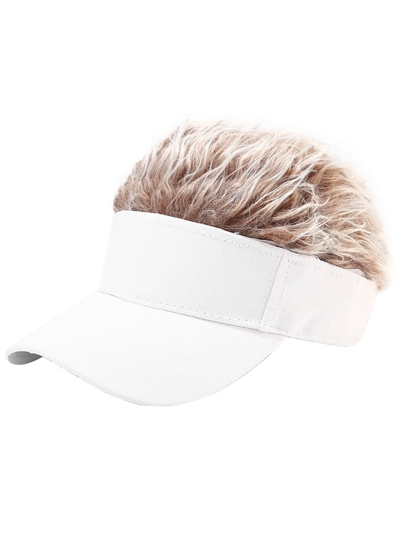 Mens Visor Cap Wig Adjustable Baseball Cap Golf Hats with Fake Hair Sun cap Street Hip Hop Hat