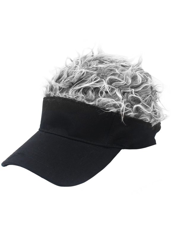 Mens Visor Cap Wig Adjustable Baseball Cap Golf Hats with Fake Hair Sun cap Street Hip Hop Hat