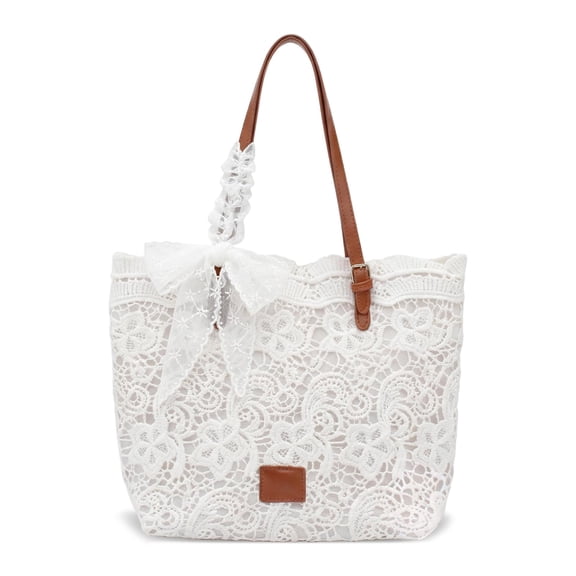 SHILINLANG Small Shoulder Bag with Lace Ribbon for Women- Ladies Beach Boho Purse for Summer Vacation Travel Tote Bag