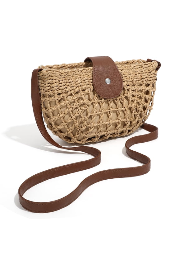 Straw Bag Beach Purse Summer Purses for Women Vacation Handbags Woven Crossbody Bags Straw Shoulder Bag