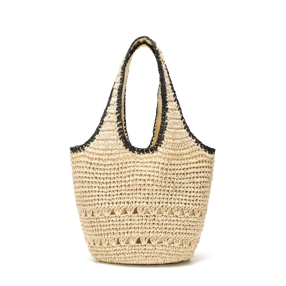 SHILINLANG Straw Beach Bag for Women, Raffia Tote Large Summer Beach Purse Woven Shoulder Bags Boho Vacation Handbag with Zipper