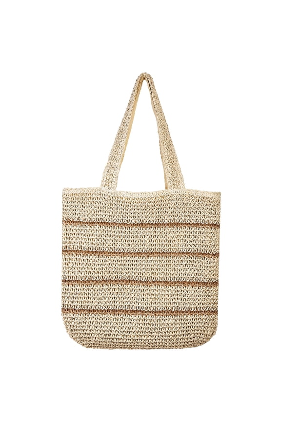 Straw Beach Bag for Women Summer Handmade Woven Shoulder Beach Tote Bag Large Capacity Tote Bag for Summer Vacation