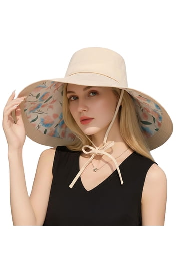 Wide Brim Reversible Beach Sun Hat UPF 50+ Metal Wired Edge Gardening Hat HUAMULAN Women Mesh Crown Wide Brim Sun Hats Floppy Summer  main image 4