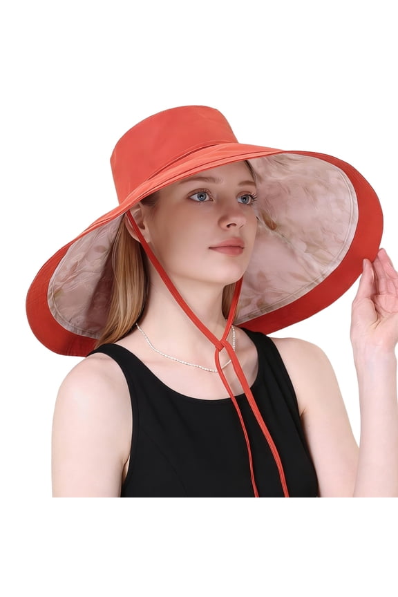 Wide Brim Sun Hat for Women Reversible Beach Hats Metal Wired Edge Gardening Hats, UPF 50+ Bucket Summer Hat