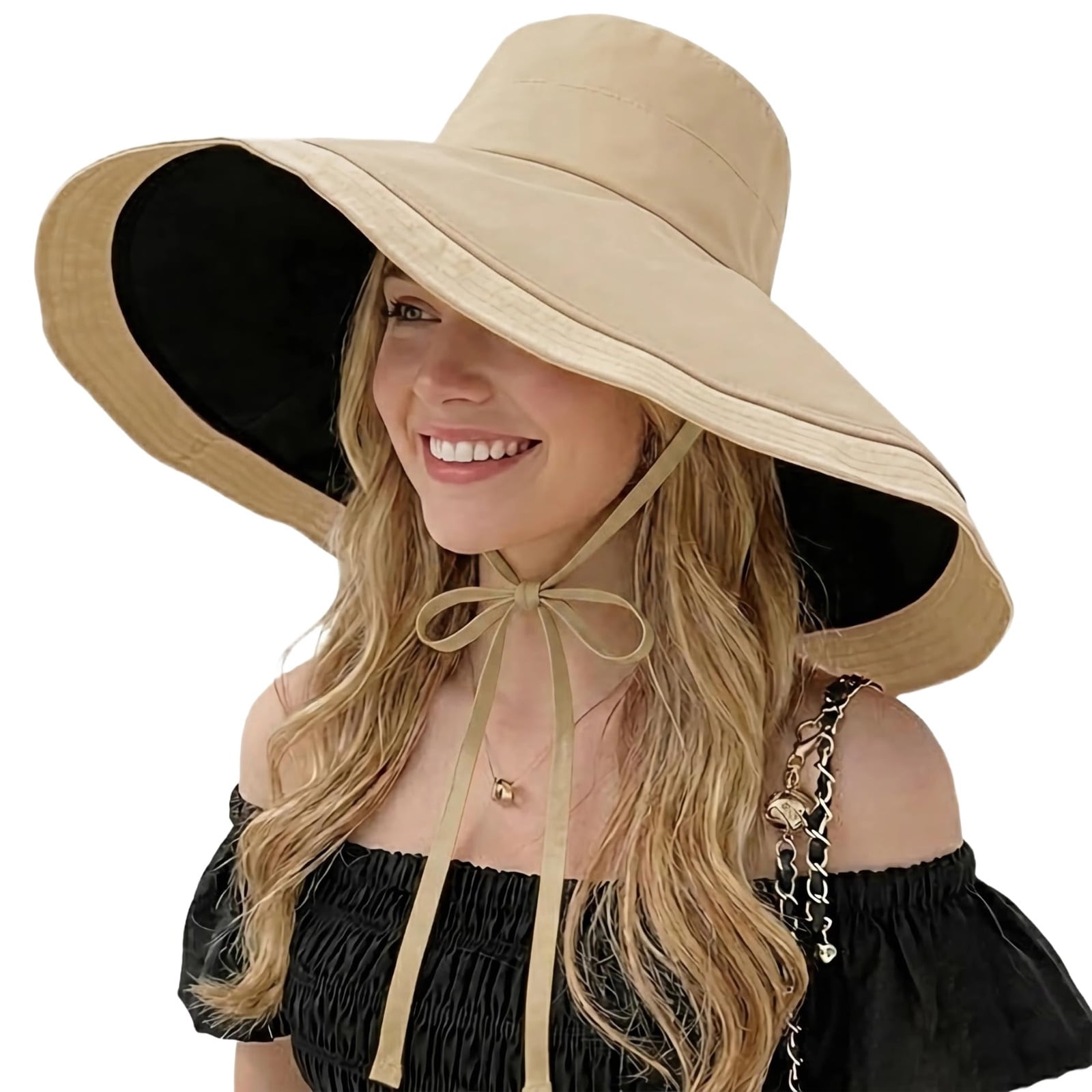 SHILINLANG Women Wide Brim Summer Sun Hat Wired Edge Beach  display picture 1