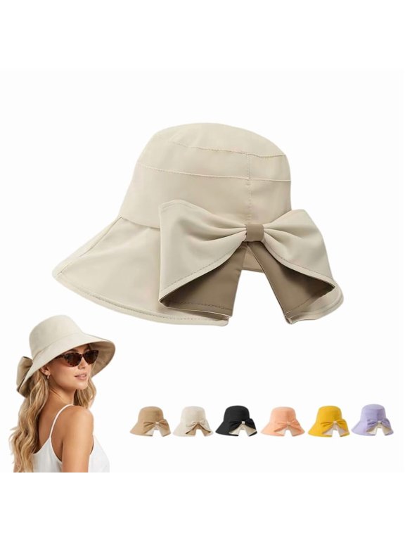 Women's Bowknot Wide Brim Sun Hat – Foldable, 360° Protection UV Protection Breathable Summer Travel Beach Hat