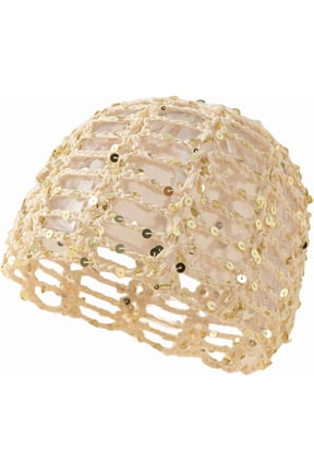 Women’s Sequin Crochet Hat Summer Beanie Handmade Bohot Skull Cap Sparkly Knit Hat for Party Travel Daily Wear
