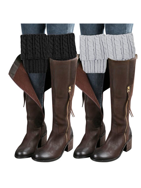 Womens Boot Socks, Winter Warm Knit Cuffs Leg Warmers Gifts | Crochet Knitted, Boot Cuffs Topper, Short Leg Ankle Warmer, Stretch Elastic, Classic Design, Stocking Stuffers