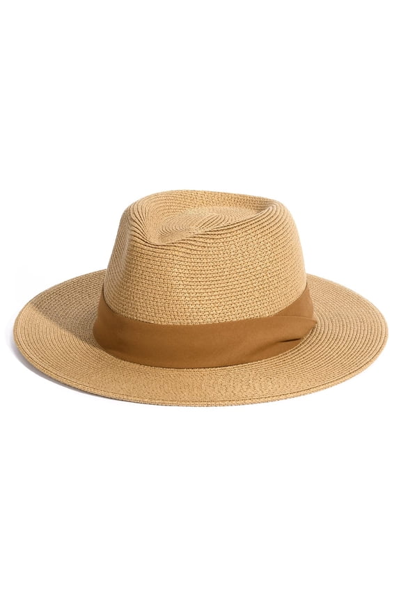 Womens Mens Wide Brim Straw Panama Hat Fedora Summer Beach Sun Hats UPF Straw Hat for Women