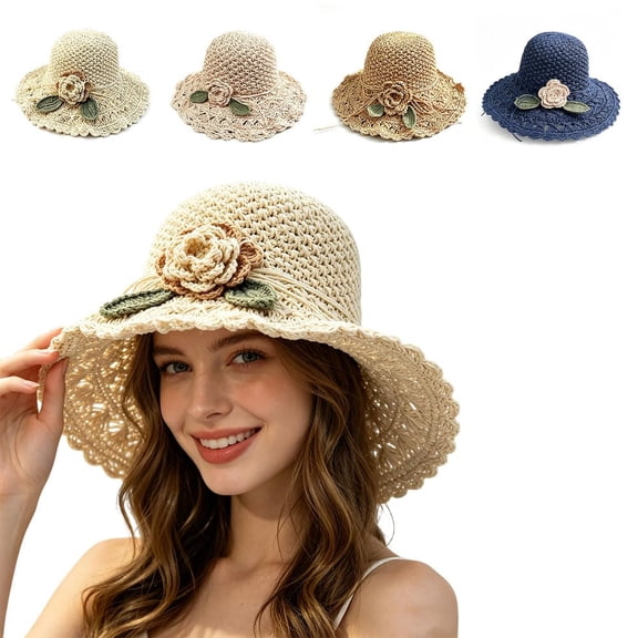 SHILINLANG Womens Straw Hat Summer Straw Beach Sun Hats for Women Floppy Crochet Hat Beach Sun Straw Hats