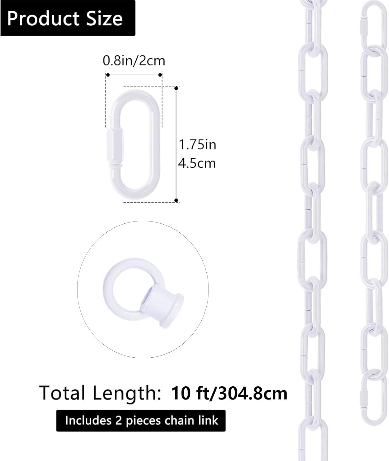 SHILIU-10 Feet White Light Fixture Chain, Adjustable Extension Chain ...