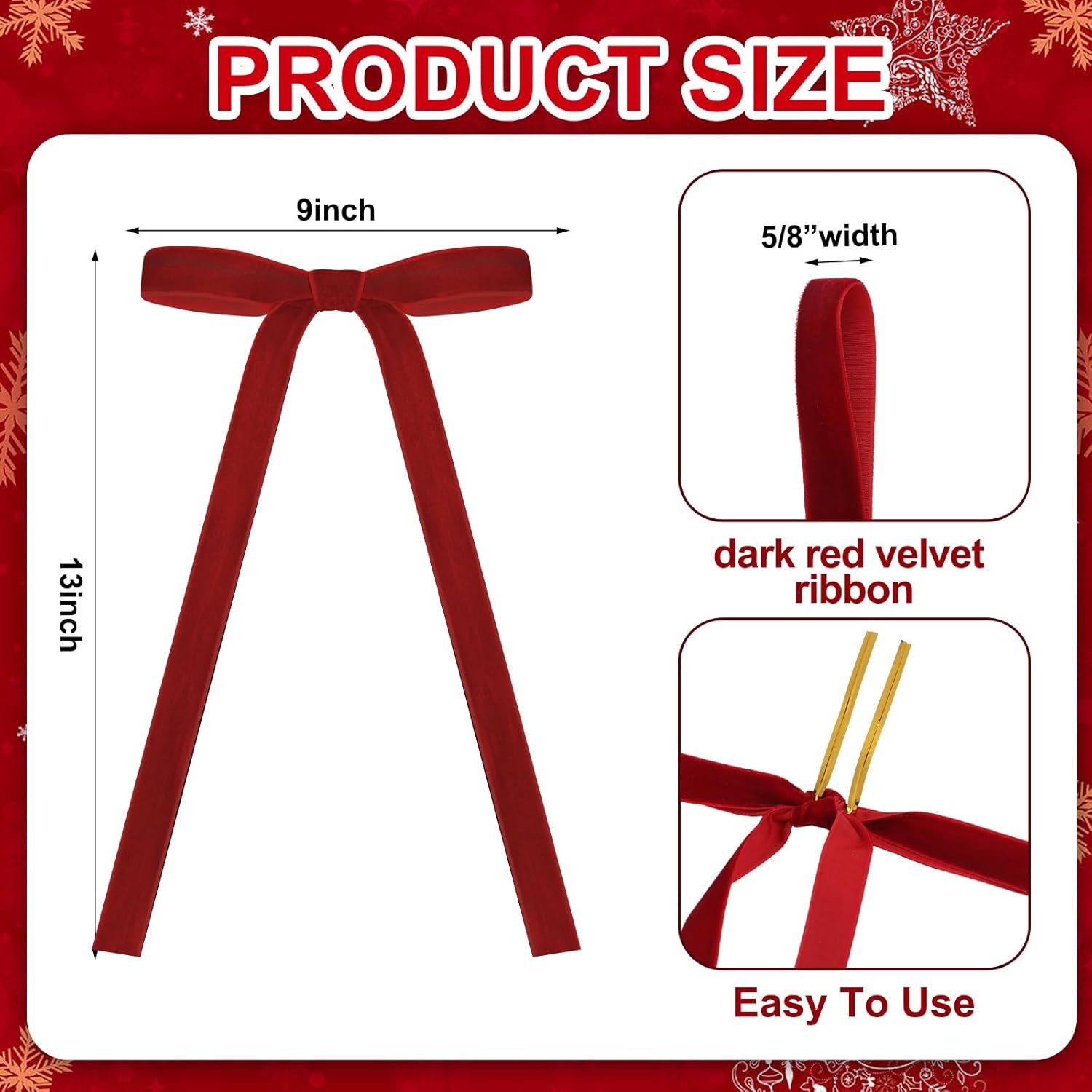 SHILIU-24 Pcs Velvet Bows Christmas Tree Ornaments Vintage Velvet ...